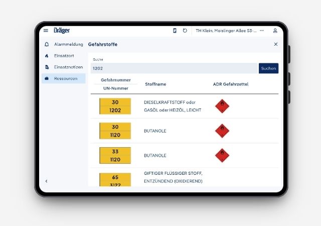 SRS Gefahrstoff Datenbank in der Dräger Cloud